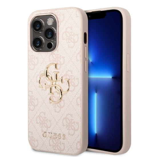 Guess  PU 4G Metal Logo Zadní Kryt pro iPhone 15 Pro Max Pink