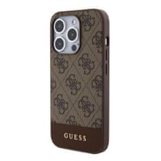 Guess  PU 4G Stripe MagSafe Zadní Kryt pro iPhone 15 Pro Max Brown