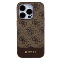 Guess  PU 4G Stripe MagSafe Zadní Kryt pro iPhone 15 Pro Max Brown