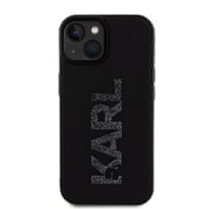 Karl Lagerfeld  3D Rubber Glitter Logo Karl Zadní Kryt pro iPhone 15 Black