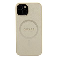 Guess  PU Saffiano MagSafe Zadní Kryt pro iPhone 15 Plus Beige