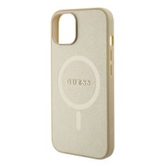 Guess  PU Saffiano MagSafe Zadní Kryt pro iPhone 15 Plus Beige