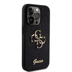 Guess  PU Fixed Glitter 4G Metal Logo Zadní Kryt pro iPhone 15 Pro Black