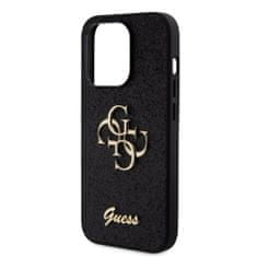 Guess  PU Fixed Glitter 4G Metal Logo Zadní Kryt pro iPhone 15 Pro Black