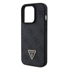 Guess  PU 4G Strass Triangle Metal Logo Zadní Kryt pro iPhone 15 Pro Black