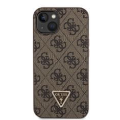 Guess  PU 4G Strass Triangle Metal Logo Zadní Kryt + Crossbody Popruh pro iPhone 15 Brown