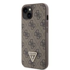 Guess  PU 4G Strass Triangle Metal Logo Zadní Kryt + Crossbody Popruh pro iPhone 15 Brown