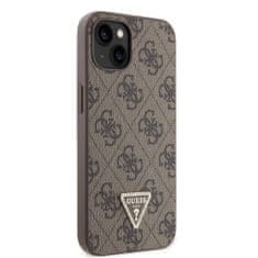 Guess  PU 4G Strass Triangle Metal Logo Zadní Kryt + Crossbody Popruh pro iPhone 15 Brown