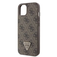 Guess  PU 4G Strass Triangle Metal Logo Zadní Kryt + Crossbody Popruh pro iPhone 15 Brown