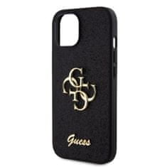 Guess  PU Fixed Glitter 4G Metal Logo Zadní Kryt pro iPhone 12 - 12 Pro Black