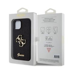 Guess  PU Fixed Glitter 4G Metal Logo Zadní Kryt pro iPhone 13 Black