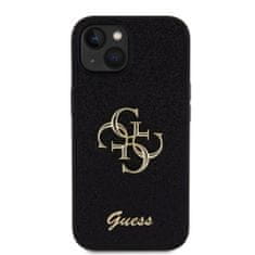 Guess  PU Fixed Glitter 4G Metal Logo Zadní Kryt pro iPhone 15 Black