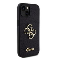 Guess  PU Fixed Glitter 4G Metal Logo Zadní Kryt pro iPhone 15 Black