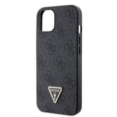 Guess  PU 4G Strass Triangle Metal Logo Zadní Kryt pro iPhone 15 Black