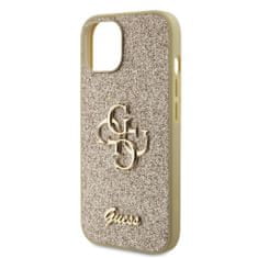 Guess  PU Fixed Glitter 4G Metal Logo Zadní Kryt pro iPhone 13 Gold