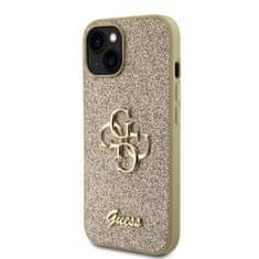 Guess  PU Fixed Glitter 4G Metal Logo Zadní Kryt pro iPhone 13 Gold