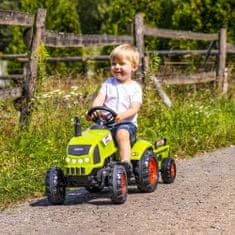 LEBULA Traktor FALK Claas Green na pedálech Horn přívěs od 2 let.