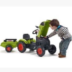 LEBULA Traktor FALK Claas Green na pedálech Horn přívěs od 2 let.