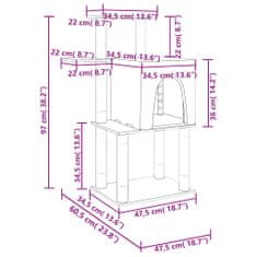 Greatstore Škrabadlo pro kočky se sisalovými sloupky krémové 97 cm