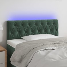 Vidaxl Čelo postele s LED tmavě zelené 90 x 7 x 78/88 cm samet