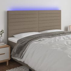 Vidaxl Čelo postele s LED taupe 160x5x118/128 cm textil