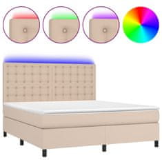 Vidaxl Box spring postel matrace a LED cappuccino 180x200cm umělá kůže