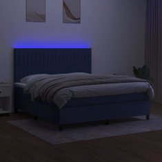 Vidaxl Box spring postel s matrací a LED modrá 160x200 cm textil