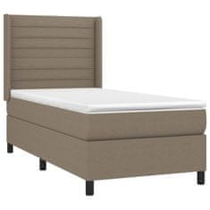 Greatstore Box spring postel s matrací a LED taupe 90x200 cm textil