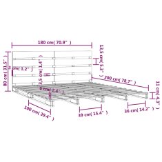 Vidaxl Postel bez matrace bílá 180 x 200 cm masivní borovice