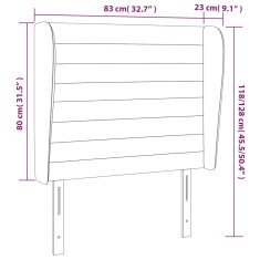 Vidaxl Čelo postele typu ušák tmavě modré 83 x 23 x 118/128 cm samet