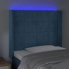 Vidaxl Čelo postele s LED tmavě modré 83 x 16 x 118/128 cm samet