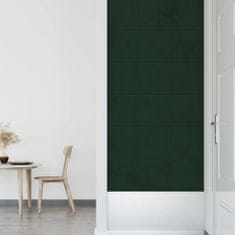 Vidaxl Nástěnné panely 12 ks tmavě zelené 30 x 30 cm samet 1,08 m²