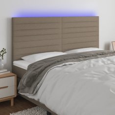 Vidaxl Čelo postele s LED taupe 180x5x118/128 cm textil