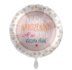 Amscan Kruh Krásné narozeniny At´ se Ti splní... CZ 43 cm - fóliový balónek