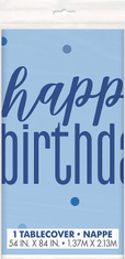 Unique Ubrus plastový ,,Happy birthday" modrý s tečkami 137x213cmm