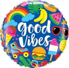 Qualatex Kruh - GOOD VIBES 18"/45cm fóliový balónek