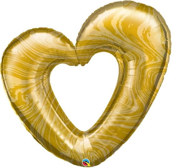Qualatex Srdce - Zlaté marble 42"/104cm fóliový balónek