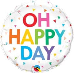 Qualatex Kruh - OH HAPPY DAY 18"/45cm fóliový balónek