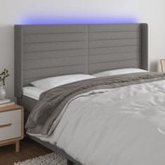 Vidaxl Čelo postele s LED tmavě šedé 163 x 16 x 118/128 cm textil