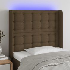 Vidaxl Čelo postele s LED tmavě hnědé 83 x 16 x 118/128 cm textil