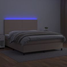 Vidaxl Box spring postel matrace a LED cappuccino 180x200cm umělá kůže