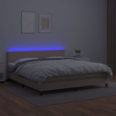 Vidaxl Box spring postel matrace a LED cappuccino 180x200cm umělá kůže