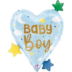 Grabo Srdce Baby Boy 25"/64cm fóliový balónek nafukovací