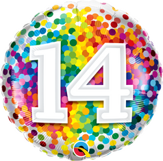 Qualatex Kruh - Barevné konfety 14 18"/45cm fóliový balónek