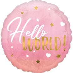Amscan Kruh - Ahoj světe! růžový 43cm - fóliový balónek