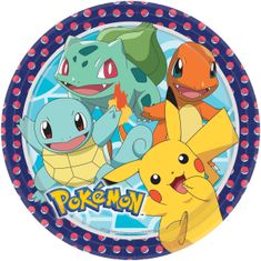 Amscan Talířky papírové EKO - Pokémon 23 cm, 8ks