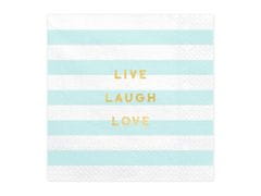 PartyDeco Ubrousky papírové "Live Laugh Love" 33x33cm, 20ks