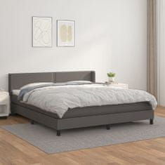 Vidaxl Box spring postel s matrací šedá 160x200 cm umělá kůže