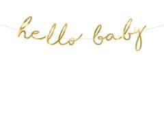 PartyDeco Závěsný baner "Hello baby" zlatý