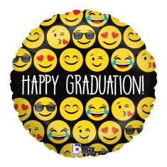 Grabo Emoji Graduation kruh 18"/46cm fóliový balónek nafukovací